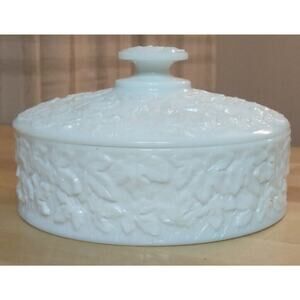 Vintage Mid Century Westmoreland Milk Glass Candy or Nick Knack Dish With Lid